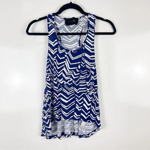 Thakoon Blue Abstract Print Front Pocket Sleeveless Racerback Tank Top Size XS
